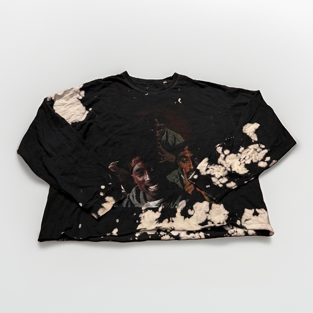 Poetic Justice 2Pac Long Sleeve Graphic Shirt XL Black Tie Dye